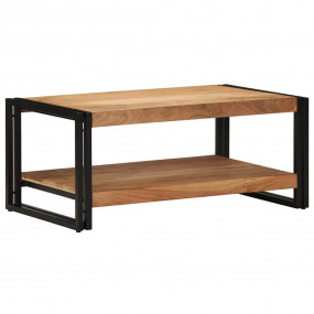 Coffee Table Brown, Black Solid acacia wood, Iron