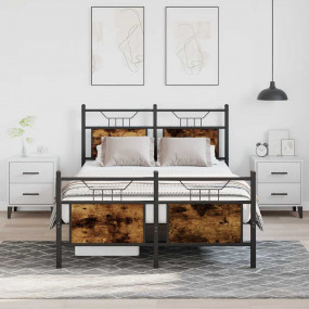 Bed Frame Smoked Oak Engineered wood, steel Full Bed Fr...
