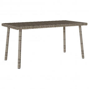 Garden Coffee Table Grey PE Rattan, Powder-Coated Steel