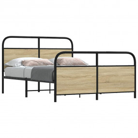 Bed Frame Smoked oak Steel, Engineered wood Small Doubl...