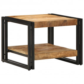 Coffee Table Brown, Black Solid Mango Wood, Iron Compac...