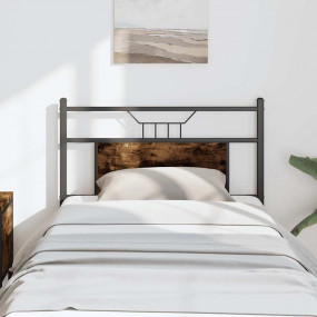 Headboard Smoked Oak Engineered Wood and Steel Twin Dur...