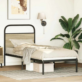 Headboard Sonoma Oak Steel, Engineered Wood Twin Durabl...