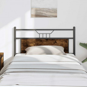 Headboard Smoked Oak Engineered Wood and Steel Twin Ind...