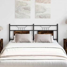 Headboard Smoked Oak Engineered Wood and Steel For doub...