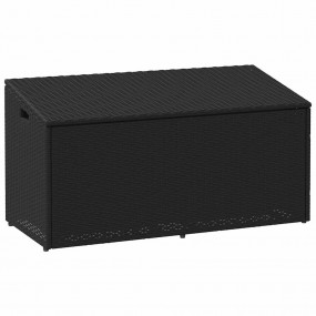 Garden Storage Box Black PE Rattan Medium Garden Storag...