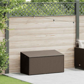 Garden Storage Box Brown PE Rattan, Powder-Coated Steel...