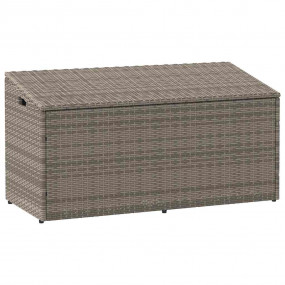 Garden Storage Box Grey PE rattan, powder-coated steel ...