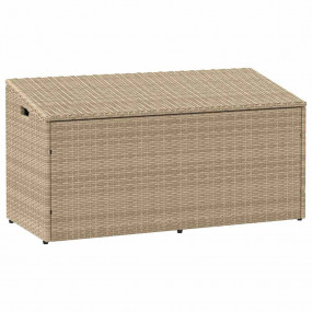 Garden Storage Box Beige PE rattan, Powder-coated steel...