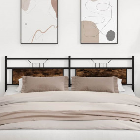 Headboard Smoked Oak Engineered wood and Steel Double I...