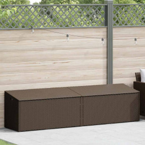 Garden Storage Box Brown PE rattan 86.6 in x 19.7 in x ...