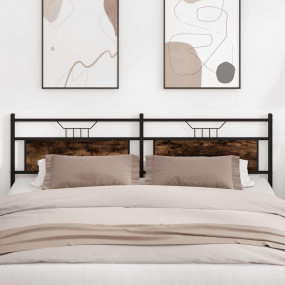 Headboard Smoked Oak Engineered wood and steel For doub...
