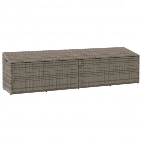 Garden Storage Box Grey PE rattan, Powder-Coated Steel ...