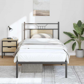 Bed Frame Sonoma Oak Engineered wood and steel Small Si...