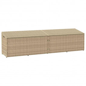 Garden Storage Box Beige PE Rattan, Steel