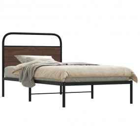 Bed Frame Brown Oak Steel Twin Bed Frame Rectangular