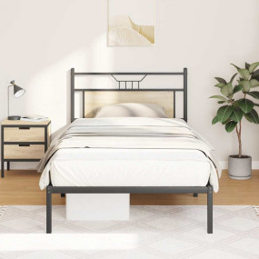 Bed Frame Sonoma Oak Engineered wood and steel Twin Bed...