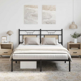 Bed Frame Sonoma Oak Engineered wood and steel King Siz...