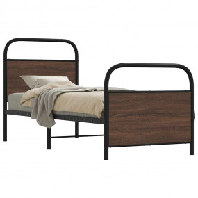 Bed Frame Brown oak Steel Small single Durable Bed Fram...