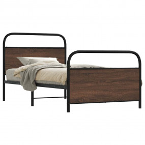 Bed Frame Brown oak Steel, engineered wood Twin Bed Fra...
