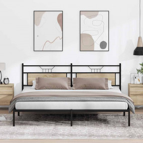 Bed Frame Sonoma Oak Engineered Wood, Steel Double Bed ...