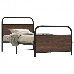 Bed Frame Brown Oak Steel Twin Bed Frame Rectangular