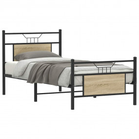 Bed Frame Sonoma Oak Engineered Wood and Steel Twin