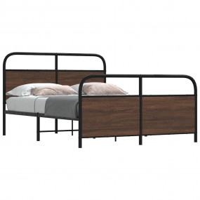 Bed Frame Brown oak Steel, engineered wood Small Double...