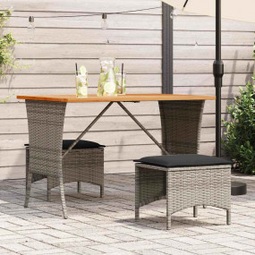 Garden Table Grey PE rattan Standard UV-resistant mater...