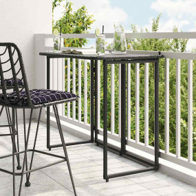 Garden Table Black PE rattan, powder-coated steel Mediu...