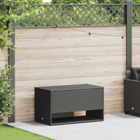 Cushion Box Black PE Rattan, Powder-Coated Steel, Polye...
