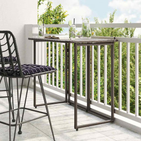 Garden Table Brown PE Rattan, Powder-Coated Steel Compa...