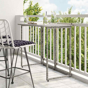 Garden Table Grey PE Rattan, Powder-Coated Steel, PC Bo...