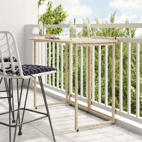 Garden Table Beige PE Rattan Compact Foldable