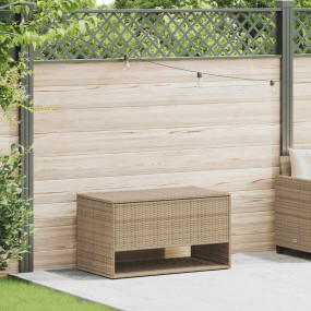 Cushion Box Beige PE rattan, powder-coated steel, polye...