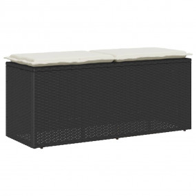 Garden Bench Black Poly Rattan 43.3 in x 15.7 in x 17.3...