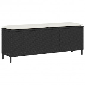 Garden Bench Black Poly Rattan 43.3 x 11.8 x 15.9 in To...