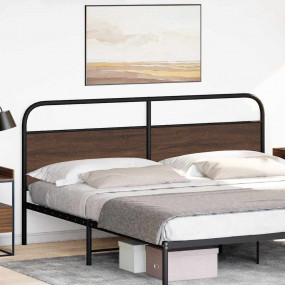 Headboard Brown Oak Steel, Engineered Wood Large Nice D...