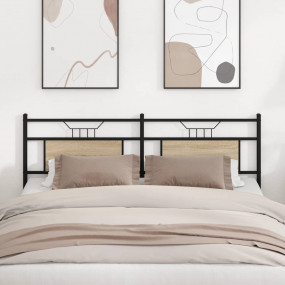 Headboard Sonoma oak Engineered wood and steel 72 in wi...