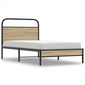 Bed Frame Smoked Oak Steel Single Durable Bed Frame