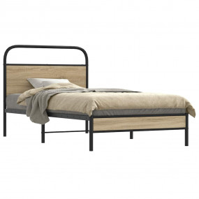 Bed Frame Smoked Oak Steel Twin Bed Frame Rectangular