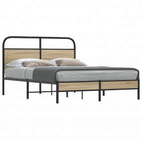 Bed Frame Smoked Oak Steel Double Bed Frame Rectangular
