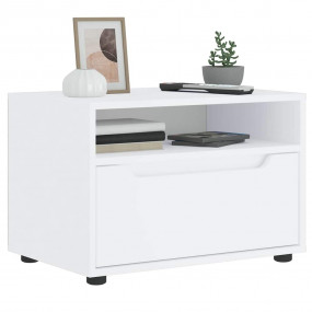 TV Cabinet White Engineered Wood Compact TV Cabinet Rec...