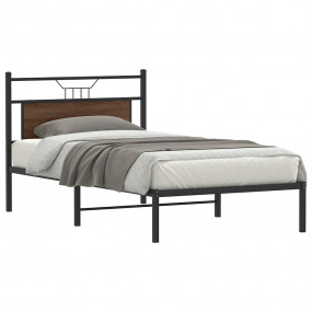Bed Frame Smoked oak Engineered wood and steel 39.4 x 7...