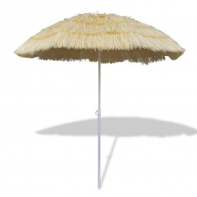 Beach Parasol Beige Polyester Medium Tiltable Beach Par...