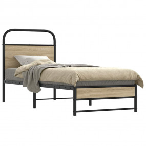Bed Frame Smoked oak Steel Twin Classic/Traditional Bed...