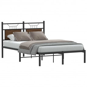 Bed Frame Smoked oak Engineered wood and steel 47.2x78....