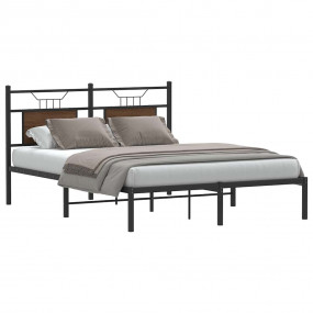 Bed Frame Smoked oak Engineered wood and steel Full Bed...