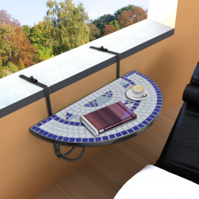 Garden Table Blue and White Iron, Ceramic Medium Foldab...