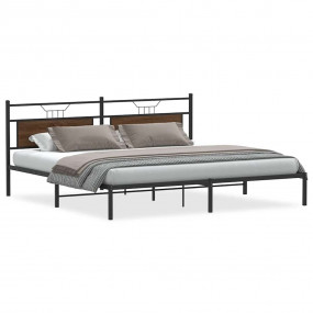 Bed Frame Smoked oak Engineered wood and steel Full Bed...